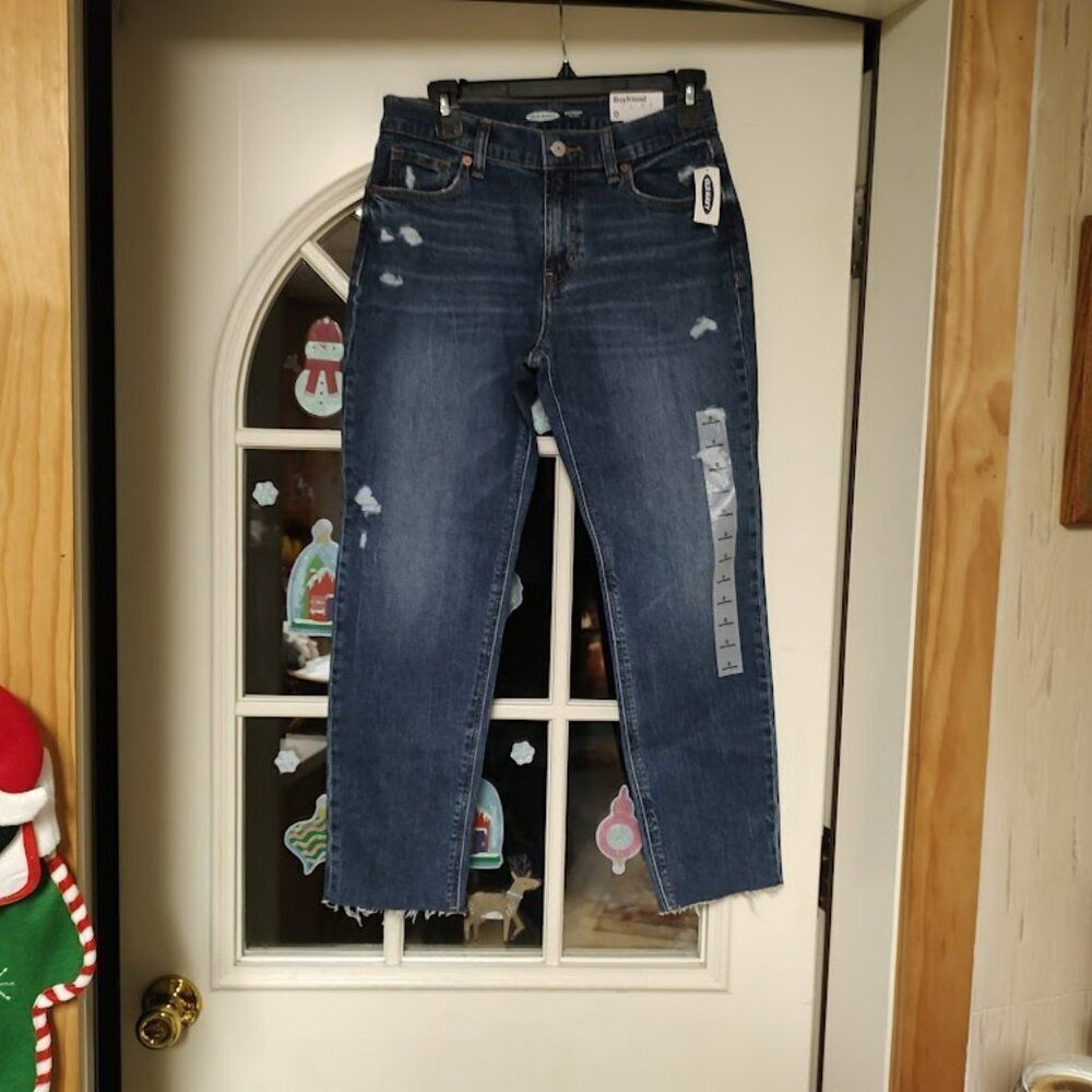 New Old Navy Boyfriend Midrise Distressed Jeans Size Women's 0